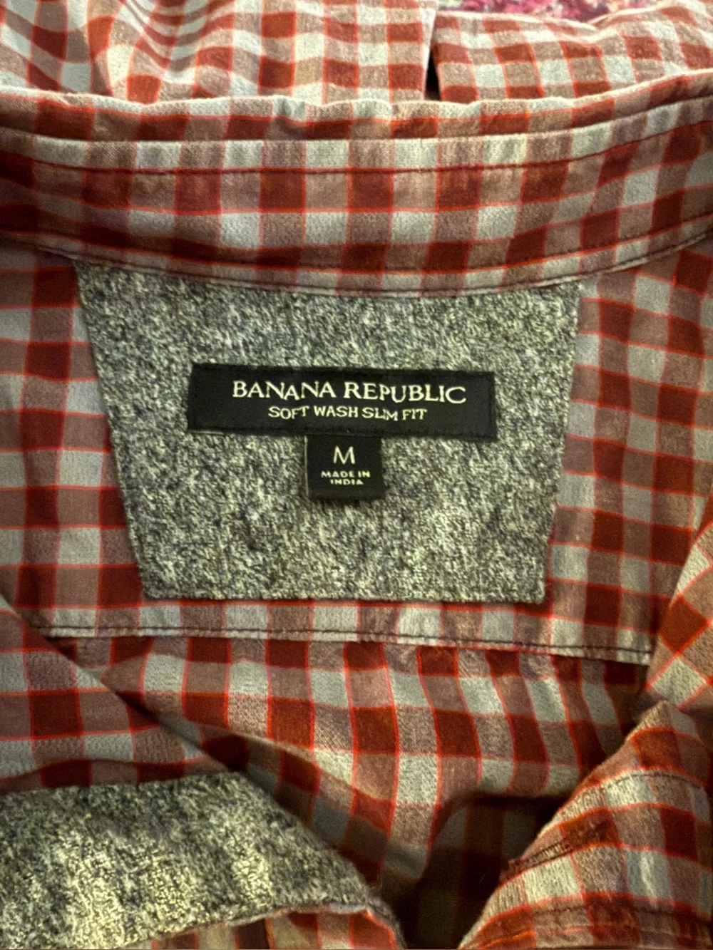 Banana Republic burgundy checkered cotton shirt M Mens Shirt